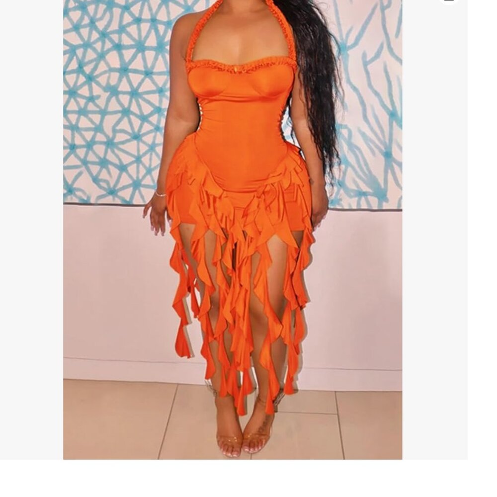 Women's Summer Ruffle Fringe Mini Dress